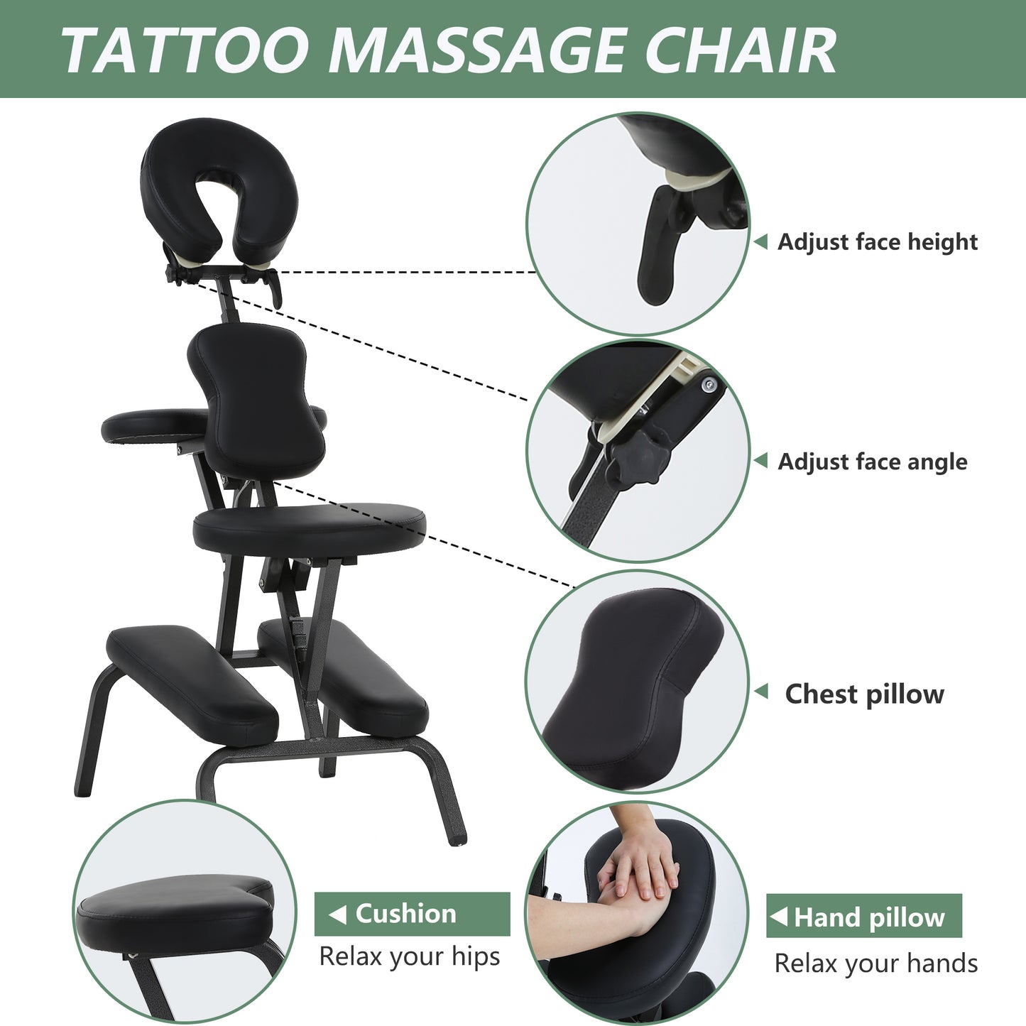 Portable Massage Chairs Tattoo Chair Therapy Face Cradle Salon Massage Chair