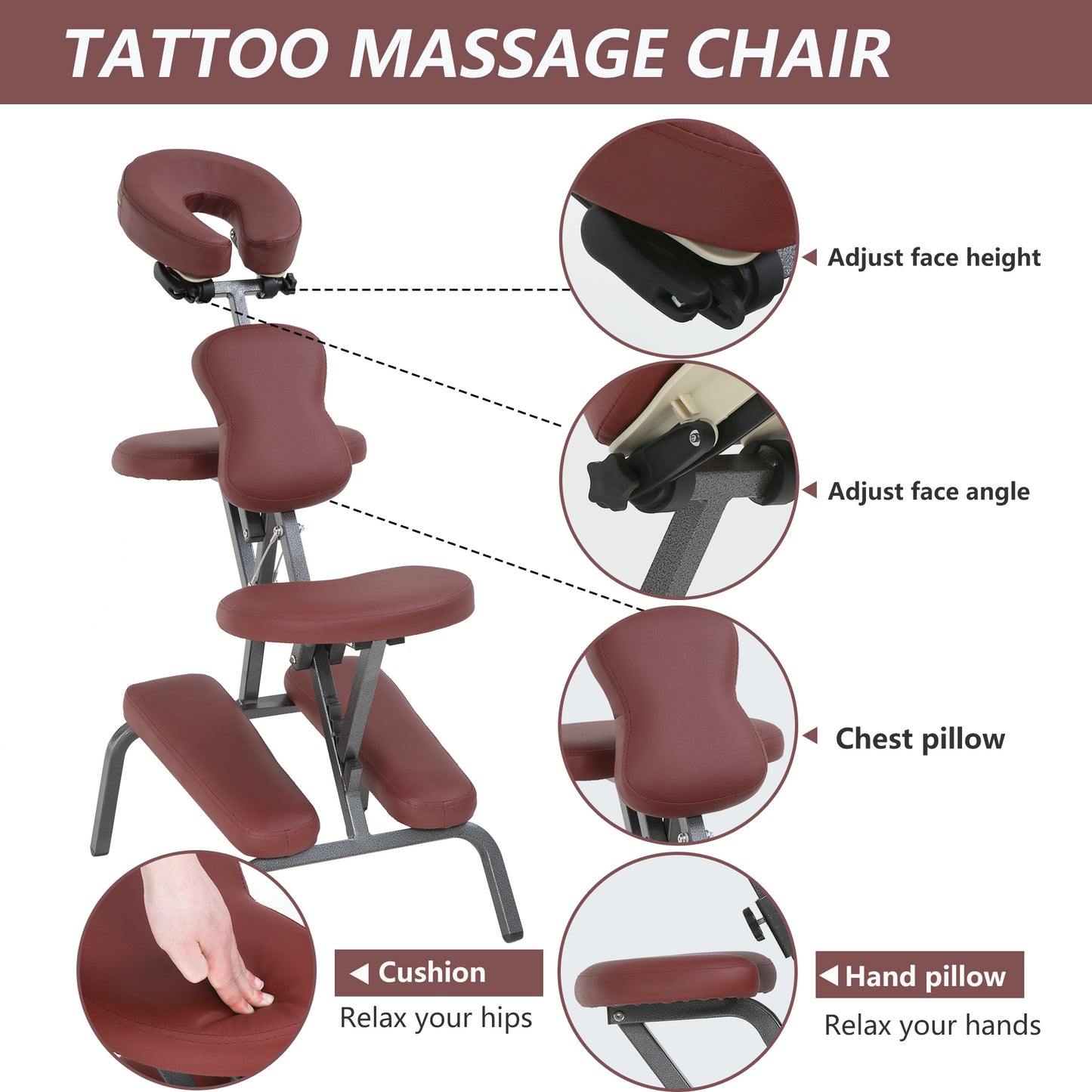 Portable Massage Chairs Tattoo Chair Therapy Face Cradle Salon Massage Chair