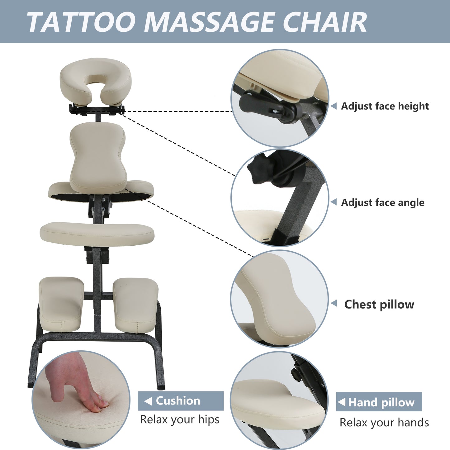 Portable Massage Chairs Tattoo Chair Therapy Face Cradle Salon Massage Chair